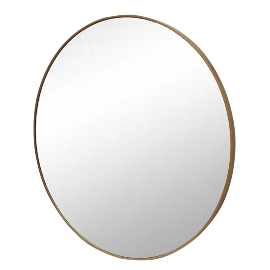 simple gold round wall mirror